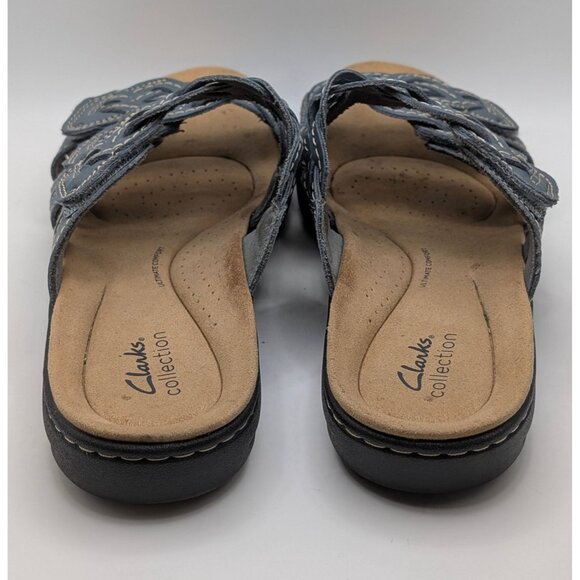 Clarks Laurieann Women's Size 11 M Sandals Blue Leather Straps Adjustable Slides - Picture 5 of 7